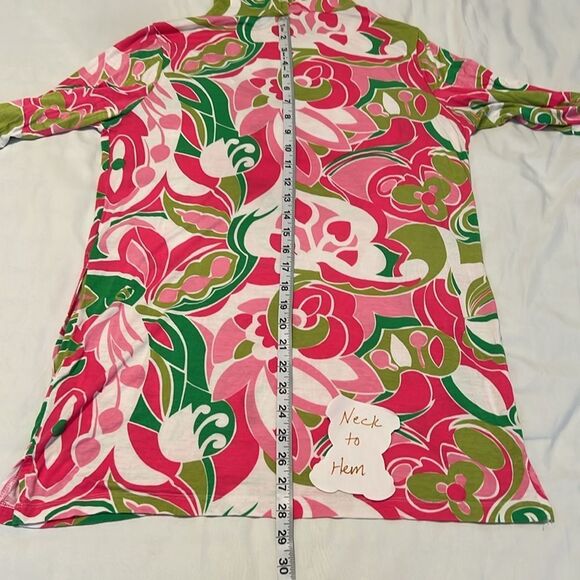 Beach Candie szS pink green white print drawstring hoodie with pockets EUC - Picture 10 of 14